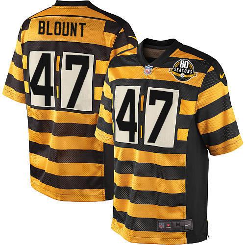 Youth Elite Mel Blount 80th Anniversary Nike Jersey Gold/Black Alternate - #47 Throwback NFL Pittsburgh Steelers